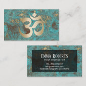 Yoga Instructor  Gold Om Symbol Turquoise Visitekaartje (Voorkant / Achterkant)