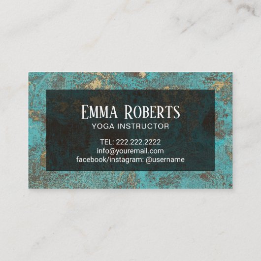 Yoga Instructor Gold Om Symbol Turquoise Visitekaartje (Achterkant)