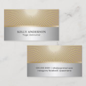 Yoga Instructor Gold Rays Modern Silver Visitekaartje (Voorkant / Achterkant)