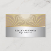 Yoga Instructor Gold Rays Modern Silver Visitekaartje (Voorkant)