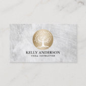 Yoga Instructor Gold Tree Logo Pilates Visitekaartje (Voorkant)