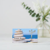 Yoga Instructor Gold Tree Women Silhouette Stones Visitekaartje (Staand voorkant)