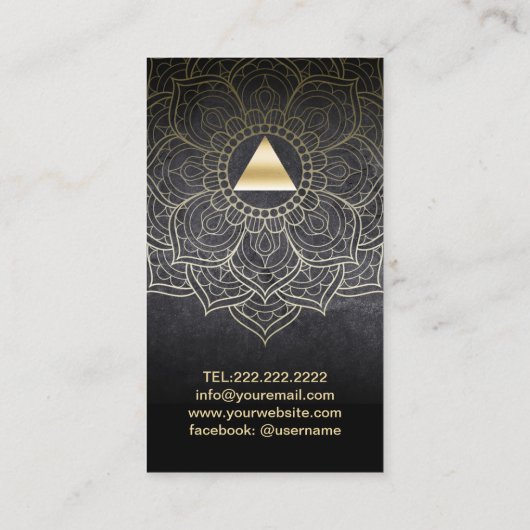 Yoga Instructor Gold Triangle Lotus Mandala Visitekaartje (Achterkant)