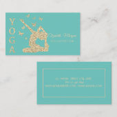 Yoga Instructor, Green Gold Glitter Women Visitekaartje (Voorkant / Achterkant)