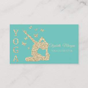 Yoga Instructor, Green Gold Glitter Women Visitekaartje