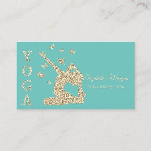 Yoga Instructor, Green Gold Glitter Women Visitekaartje (Voorkant)