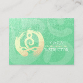 Yoga Instructor Green Gold Meditation Pose ZEN OM Afsprakenkaartje