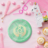 Yoga Instructor Green Gold Meditation Pose ZEN OM Papieren Bordje (Feest)