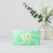 Yoga Instructor Green Gold Meditation Pose ZEN OM Visitekaartje (Staand voorkant)