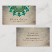 Yoga Instructor  Green Mandala Flower Visitekaartje (Voorkant / Achterkant)