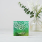 Yoga Instructor Green Waterverf Mandala Vierkante Visitekaartje (Staand voorkant)