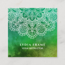 Yoga Instructor Green Waterverf Mandala
