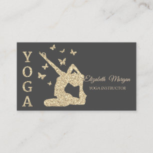 Yoga Instructor, Grijze Glitter Vrouwen Visitekaartje