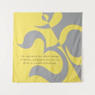 Yoga Instructor Illuminining Yellow Grey OM offert Wandkleed