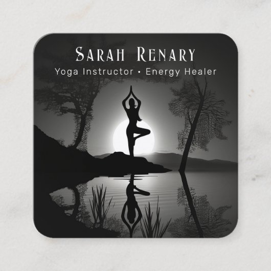 Yoga Instructor in Tree Pose Vierkante Visitekaartje (Voorkant)