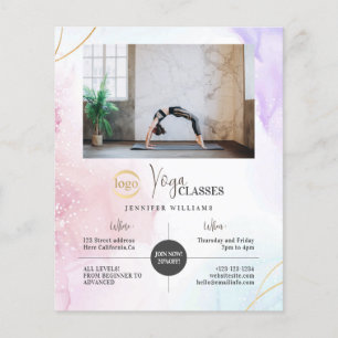 Yoga Instructor Lessen Foto Logo Waterverf Boho Flyer