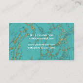 Yoga Instructor Life Coach Gold Tree Turquoise Visitekaartje (Achterkant)