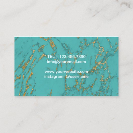 Yoga Instructor Life Coach Gold Tree Turquoise Visitekaartje (Achterkant)