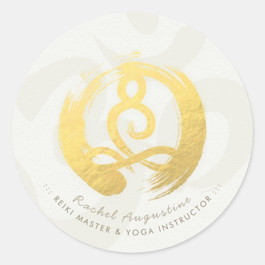 Yoga Instructor Life Coach Meditation Pose Zen OM Ronde Sticker (Voorkant)