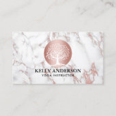 Yoga Instructor Life Coach Roos Gouden Boom Marmer Visitekaartje (Voorkant)