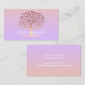 Yoga Instructor Life Tree Classy Paars & Roze Visitekaartje (Voorkant / Achterkant)