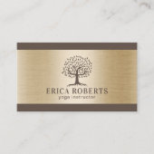 Yoga Instructor Life Tree Elegant Brown & Gold Visitekaartje (Voorkant)