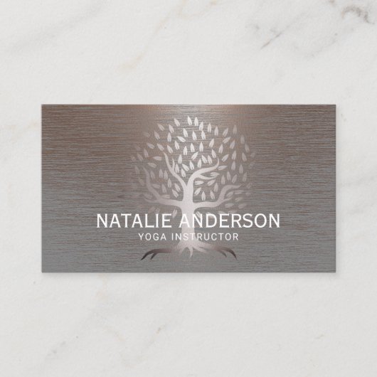 Yoga Instructor Life Tree  koper metaal Visitekaartje (Voorkant)