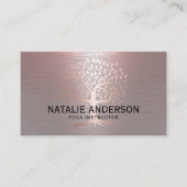 Yoga Instructor Life Tree Modern Roze Metallic Visitekaartje (Voorkant)