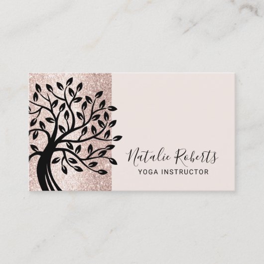Yoga Instructor Life Tree Moderne Blush Roos Gold Visitekaartje (Voorkant)