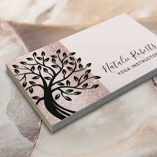 Yoga Instructor Life Tree Moderne Blush Roos Gold Visitekaartje