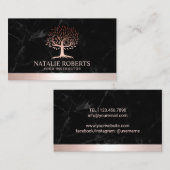 Yoga Instructor Life Tree Roos Gold Border Marble Visitekaartje (Voorkant / Achterkant)