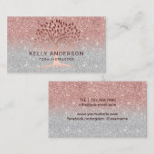 Yoga Instructor Life Tree Roos Gold Silver Ombre Visitekaartje (Voorkant / Achterkant)
