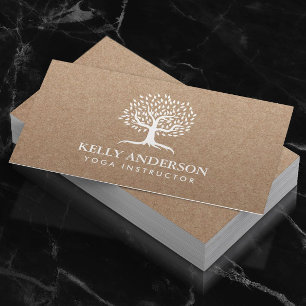 Yoga Instructor Life Tree Rustic Kraft Visitekaartje