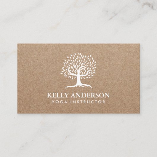 Yoga Instructor Life Tree Rustic Kraft Visitekaartje (Voorkant)