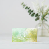 Yoga Instructor Life Tree Spring Waterverf Visitekaartje (Staand voorkant)