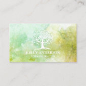 Yoga Instructor Life Tree Spring Waterverf Visitekaartje (Voorkant)