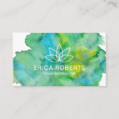 Yoga Instructor Lotus Floral Logo Waterverf Visitekaartje (Voorkant)