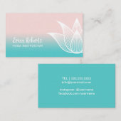 Yoga Instructor Lotus Flower Blush Pink Turquoise Visitekaartje (Voorkant / Achterkant)
