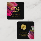 Yoga Instructor Lotus Flower Gold Art Holistic Vierkante Visitekaartje (Voorkant / Achterkant)