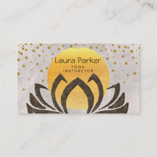Yoga Instructor Lotus Flower Gold Confetti Visitekaartje