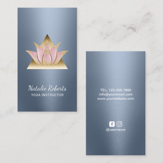 Yoga Instructor Lotus Flower Gold Triangle Visitekaartje (Voorkant / Achterkant)