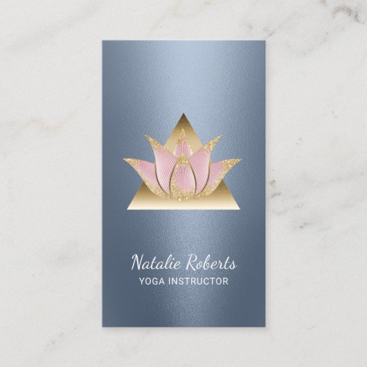 Yoga Instructor Lotus Flower Gold Triangle Visitekaartje (Voorkant)