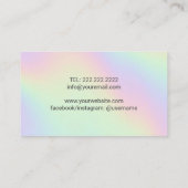 Yoga Instructor Lotus Flower Holographic Pastel Visitekaartje (Achterkant)