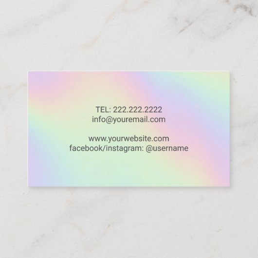 Yoga Instructor Lotus Flower Holographic Pastel Visitekaartje (Achterkant)