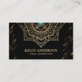 Yoga Instructor Lotus Flower Mandala Black & Gold Visitekaartje (Voorkant)