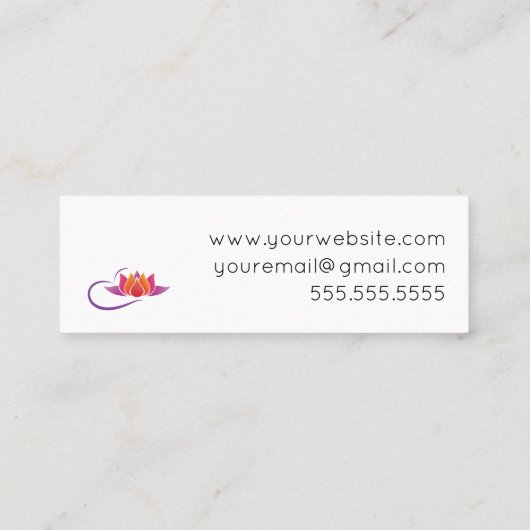 Yoga Instructor Lotus Flower Mini Visitekaartje (Achterkant)