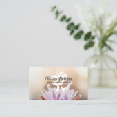 Yoga Instructor Lotus Flower & Om Symbol Visitekaartje (Staand voorkant)