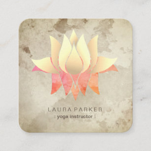 Yoga Instructor Lotus Gold Marble Elegant Vierkante Visitekaartje