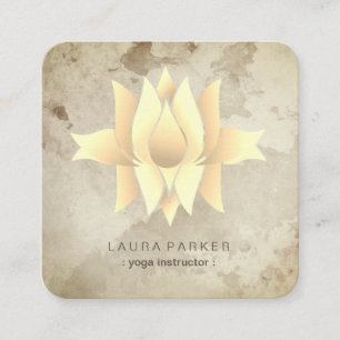 Yoga Instructor Lotus Gold Marble Elegant Vierkante Visitekaartje
