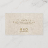 Yoga Instructor Lotus Gold Stroke Elegant Linen Visitekaartje (Achterkant)